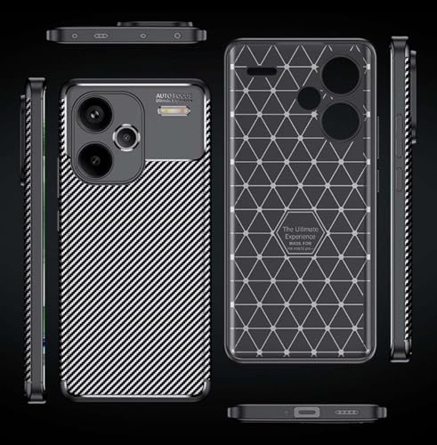 Image of for Redmi Note 13 Pro Plus 5G Back Cover |Soft Silicone Carbon Fiber Texture Anti-Scratch Shockproof Cover for Redmi Note 13 Pro Plus 5G - Black