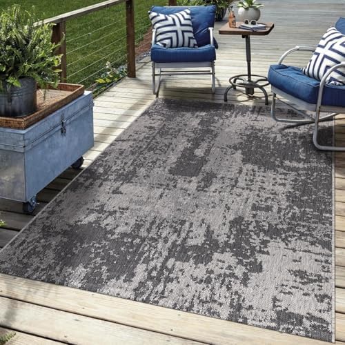 Keen Home Design Terrace Outdoor Area Rug - 5x8 Washable Indoor/Outdoor Rug for Patio, Kitchen, Balcony, Beach, Garden, Deck and Porch, Size: 5'3"x7'7"