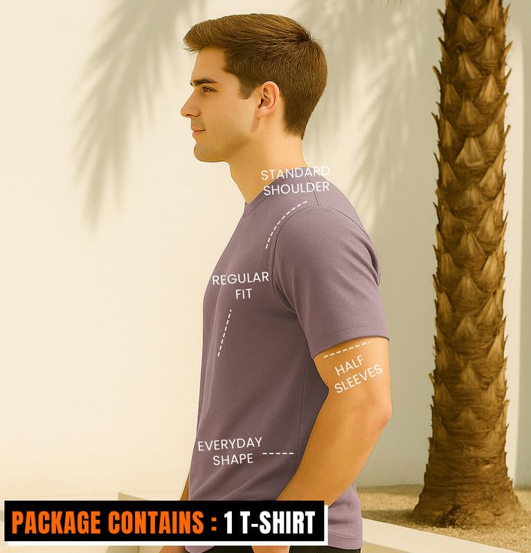 Image of Sleepynuts Men's Regular Fit Round Neck Half Sleeves Solid Casual Wear T-Shirt
