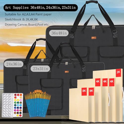 TreochtFUN Art Portfolio Bag 36 x 48 in - Waterproof Artist Carrying Bag Soft Side Sturdy with Strap, Heavy Duty Storage for Artwork Drawing Canvas Poster,(Black) by TreochtFUN - Image 5