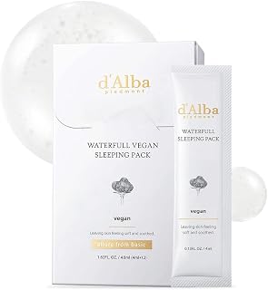 d’Alba Italian White Truffle Waterfull Vegan Sleeping Pack, Non Wash-off, Hydrating Overnight Face Mask with White Truffles, Safe for Sensitive Skin, Portable Gel-Type Mask (4ml*12packs)