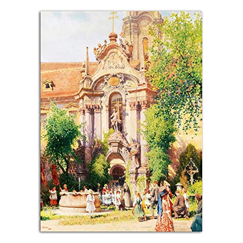 Klassische Architektur Landschaft Kunst Ölgemälde Home Wohnzimmer Dekoration Leinwand Kunst Poster Frameless50X70Cm C1967