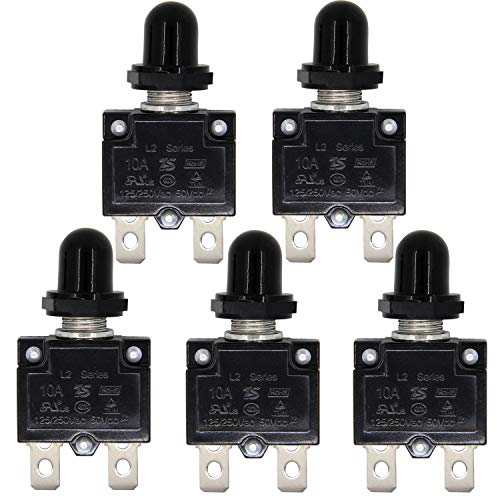 Rkurck L4BLACKMAO10 Ac 125/250V Push Button Reset 10A Circuit Breakers Thermal Overload Protector cover