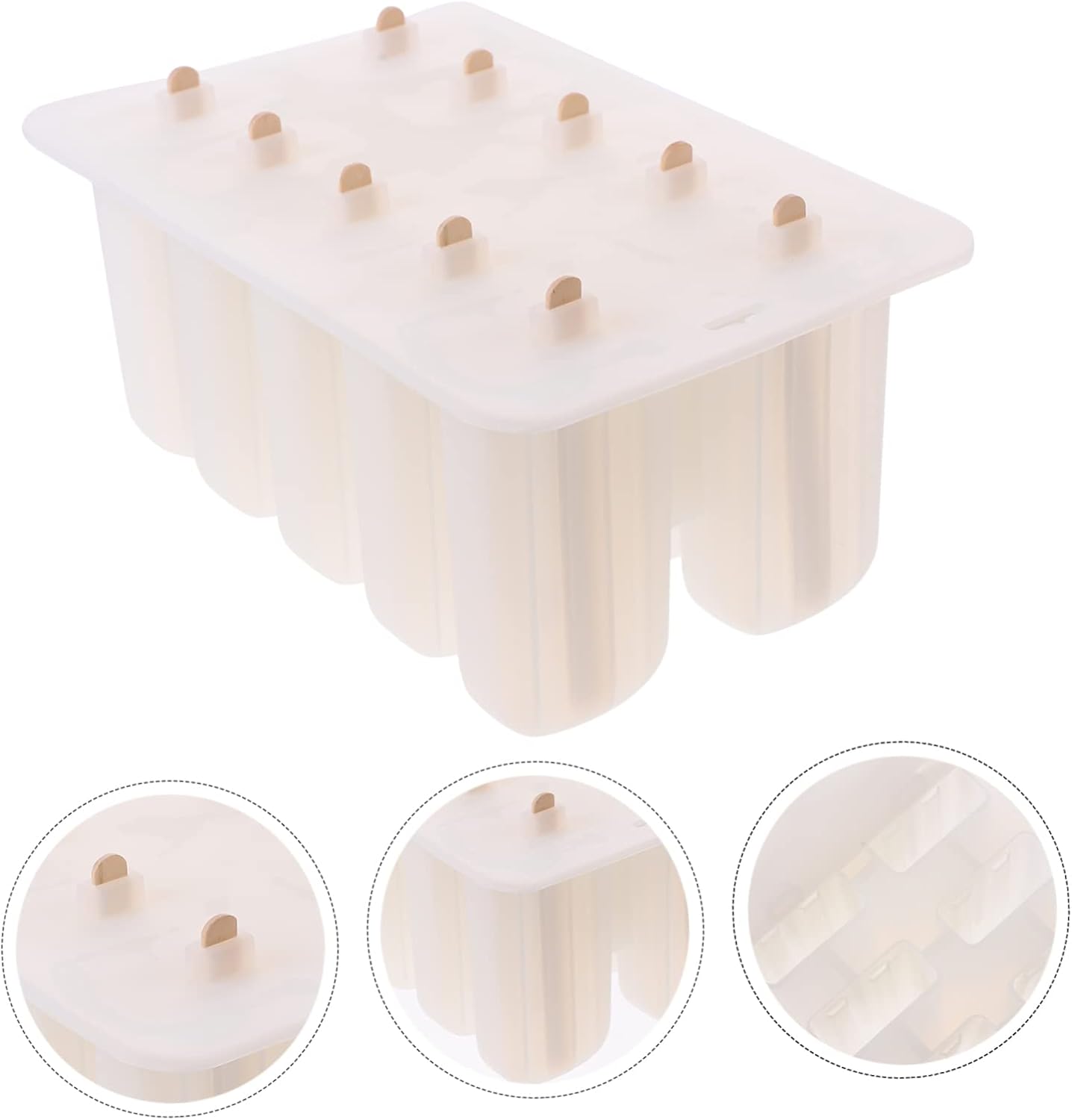 Ice Cream Set Wooden Sticks Cavity Silicone Molds for Homemade Treats Easy to Reusable for Fun