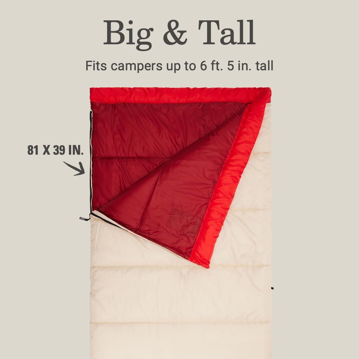 Coleman Flatlands 30/40/50°F Sleeping Bag, Made from 100% Recycled Material, Big & Tall Options, Cool-Weather Sleeping Bag for Camping, Sleepovers, Guests & More