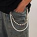Pants Chain for Women Men Silver Layered Pearl Star Skull Waist Pocket Wallet Hip Chain Belt Jean Biker Chains Punk Goth Grunge Accessories Hip Hop Body Jewelry
