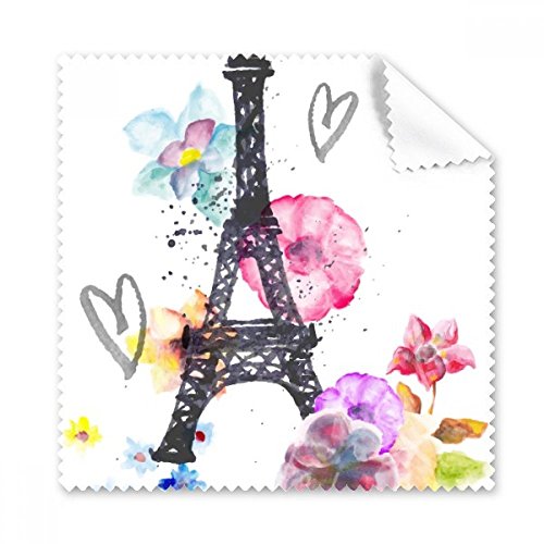 Chiffon de nettoyage pour lunettes Tour Eiffel en cœur Paris aquarelle essuie-écran 5pcs