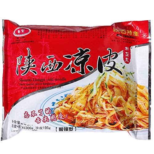 陝西涼皮 鮮香麻辣味 即席中華めん 麻辣涼皮 鋪盖面 陝西特? 中華食材 酸辣味 インスタントラーメン 方便面皮 紅油面皮 (酸辣味,10パッケージ)