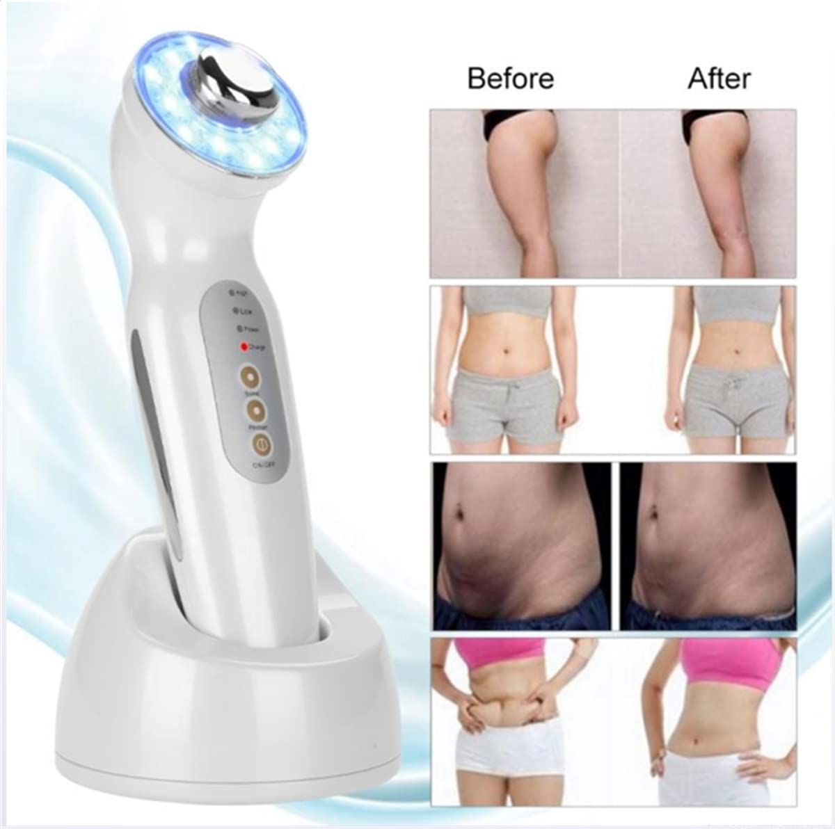 Masajeador Adelgazante Corporal, Masajeador Facial Ultrasónico De 3 MHZ, Dispositivo De Estiramiento De La Piel Antienvejecimiento De Fotones Faciales Con Terapia De Luz LED