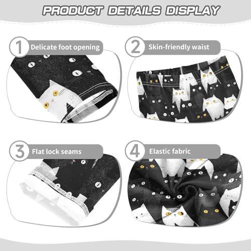 Girls Leggings Black and White Cat Soft Toddler Leggings for Girls Kids Pants Size 4T-10T3