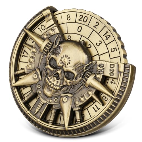 Dados DND Metálicos de Ruleta con Calavera y Giroscopio de Dedos de Alta Precisión