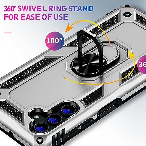 Image of for Samsung Galaxy S26 Plus Case with Screen Protector, Heavy Duty Military Grade Shockproof Rugged Protective Cover for Samsung S26 Plus Phone Case with Metal Ring Magnetic Kickstand (Silver)