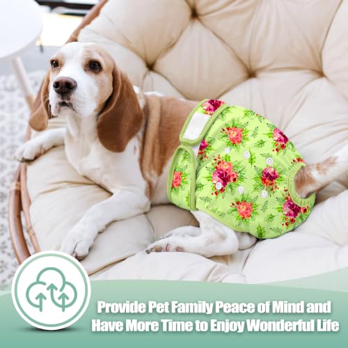 Image of wegreeco Washable Female Dog Diapers Highly Absorbent Reusable Diapers for Dog in Heat Period, 3 Pack (Rosess, Large)