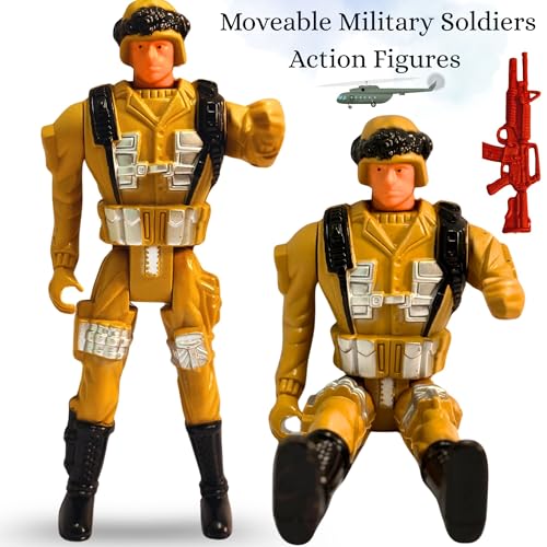 Image of Realistic Moveable Military Soldiers Action Figures Toys Playset for Kids 3+|2Pcs Special Force with 7PCS Army Accessories Toyset for Boys and Girls Decoration Item Birthday Gift for Children
