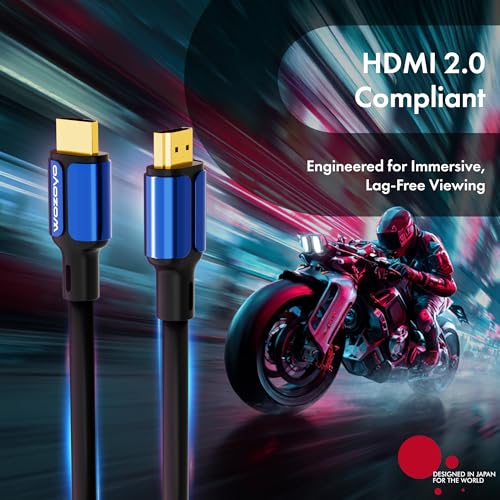 Image of HDMI Cable V2.0 with Ethernet, Ultra HD 3D /4K@60Hz, 3 Meter, 18Gbps transmission Speed, HDR, Dolby Atmos, Compatible with all HDMI Devices Laptop Desktop TV Set-top Box Gaming Console