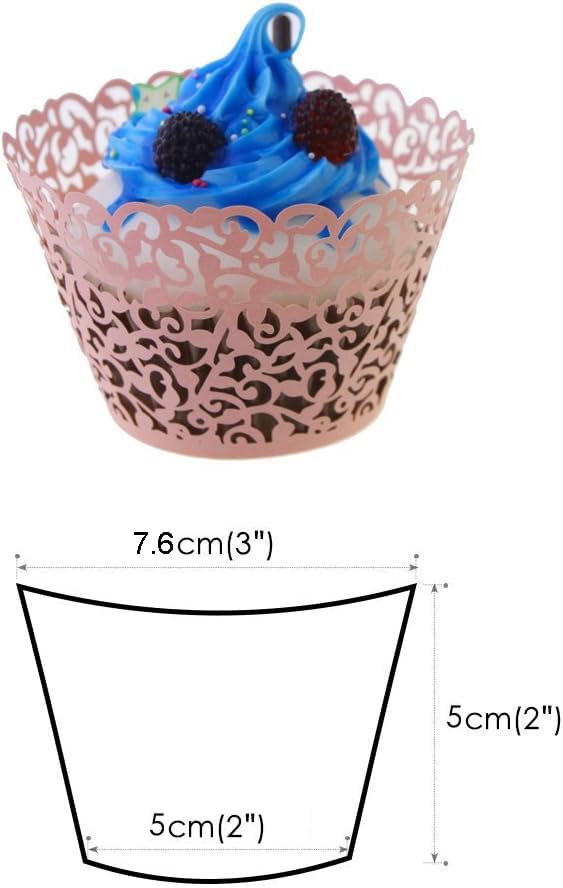 100個 カップケーキラッパー アーティスティック ベイク ペーパー カップ 小さなつる レース レーザーカット ライナー ベーキン