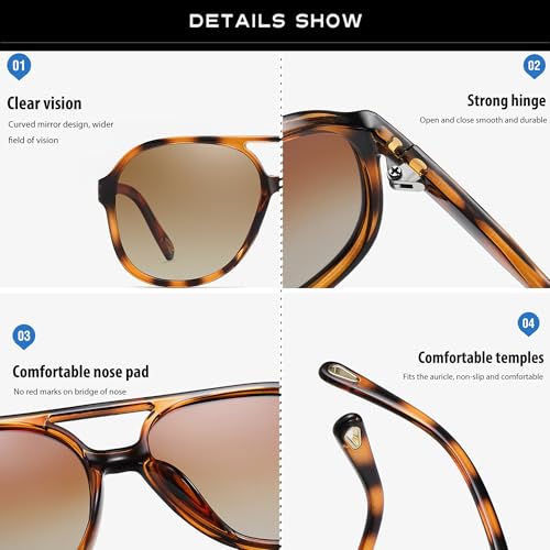 Image of Onrtry Retro Polarized Aviator Sunglasses for Women Men Classic 70s Vintage Trendy Square Sun Glasses Shades