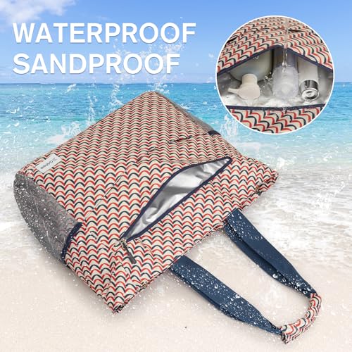 Image of G4Free Beach Bag, Waterproof Sandproof Beach Tote Bag, Large Capacity Foldable for Women
