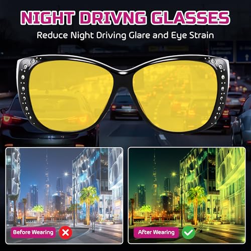 Night Vision Driving Glasses Anti Glare Polarized Night Yellow Driving Fit Over Driving Sunglasses Men and Women4