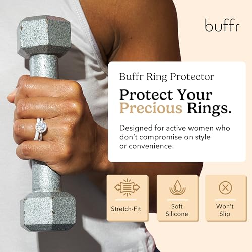 Image of BUFFR Silicone Ring Protector for Working Out - Wedding Band Guard for Gym & Fitness - Secure, Non-Slip Rubber Ring Cover for Women