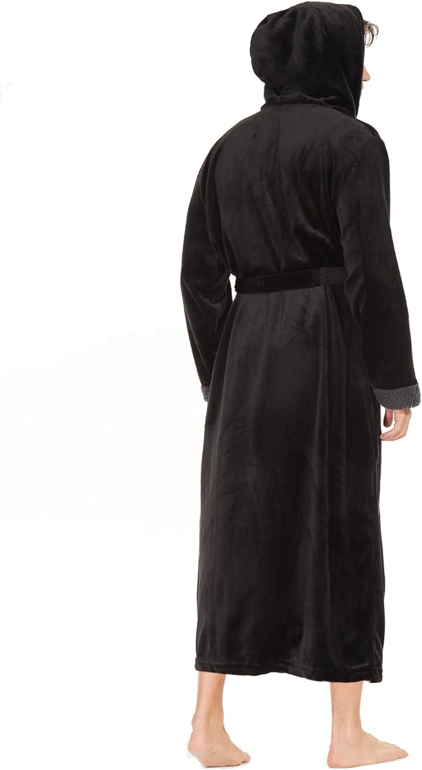 ccko Mens Robe with Hood, Big and Tall Warm Soft Plush Robes for Men, Men's Bathrobe with Pockets for Spa Bath Shower - Image 2