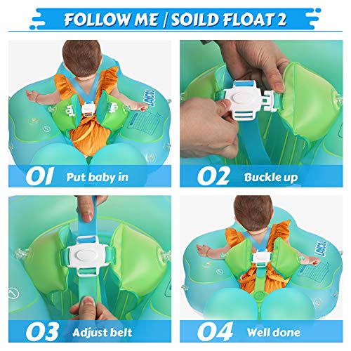 LAYCOL Baby Swimming Float with Sun Canopy Over UPF50+ ， Baby Floats for Pool Add Tail Never Flip Over (Blue, L) - Thumbnail 6