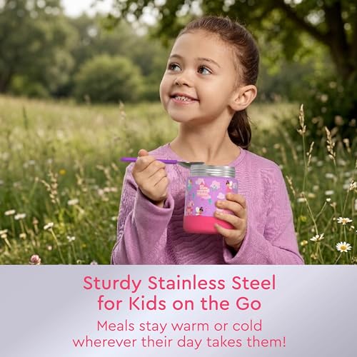 Image of Bentgo Kids Stainless Steel Leak-Proof Food Jar for Hot or Cold Food | 11 fl oz Double Insulated Container with Removable Silicone Bumper, Dishwasher Safe, Easy Open Lid, Ages 3+ (Fairies)