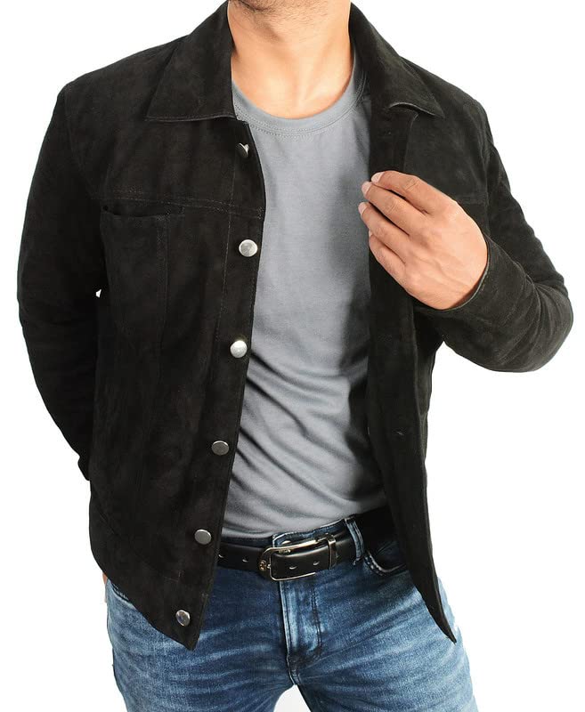Men's Black Classic Trucker Style Casual Western Cowboy Lightweight Cotton Biker Jacket for Men3