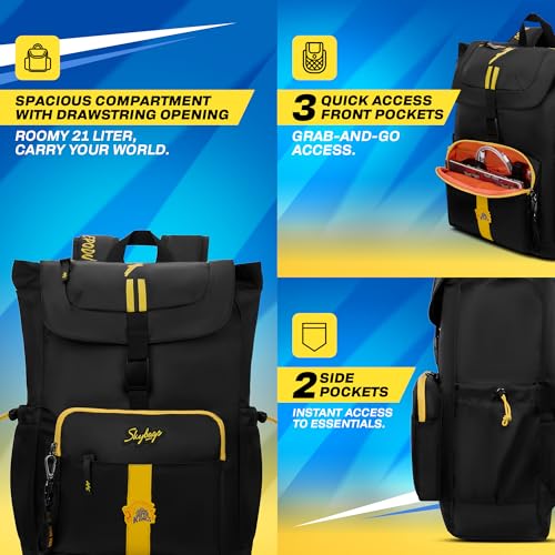 Image of Skybags Yellove 15.6 inch Compatible Laptop Backpack 21L | 1 Compartment with Quick-Access Front Pocket & Rain Cover | Tablet Sleeve & Side Pocket | CSK Collage & Travel Backpack for Men & Women