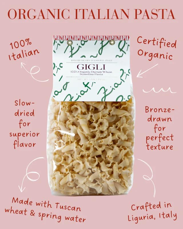 Zia Pia Organic Pasta (Gigli) & Pesto alla Genovese Spread Bundle (500g & 180g) | Traditional Italian Pasta & Pesto | Small Batch Organic | Made in Italy image 3