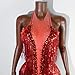 Tyian Fashion Pearl Sequin Fringes Sexy Tassel Bodysuit Women Pole Latin Stage Dancer Performance Show Drag Queen Costumes (red)