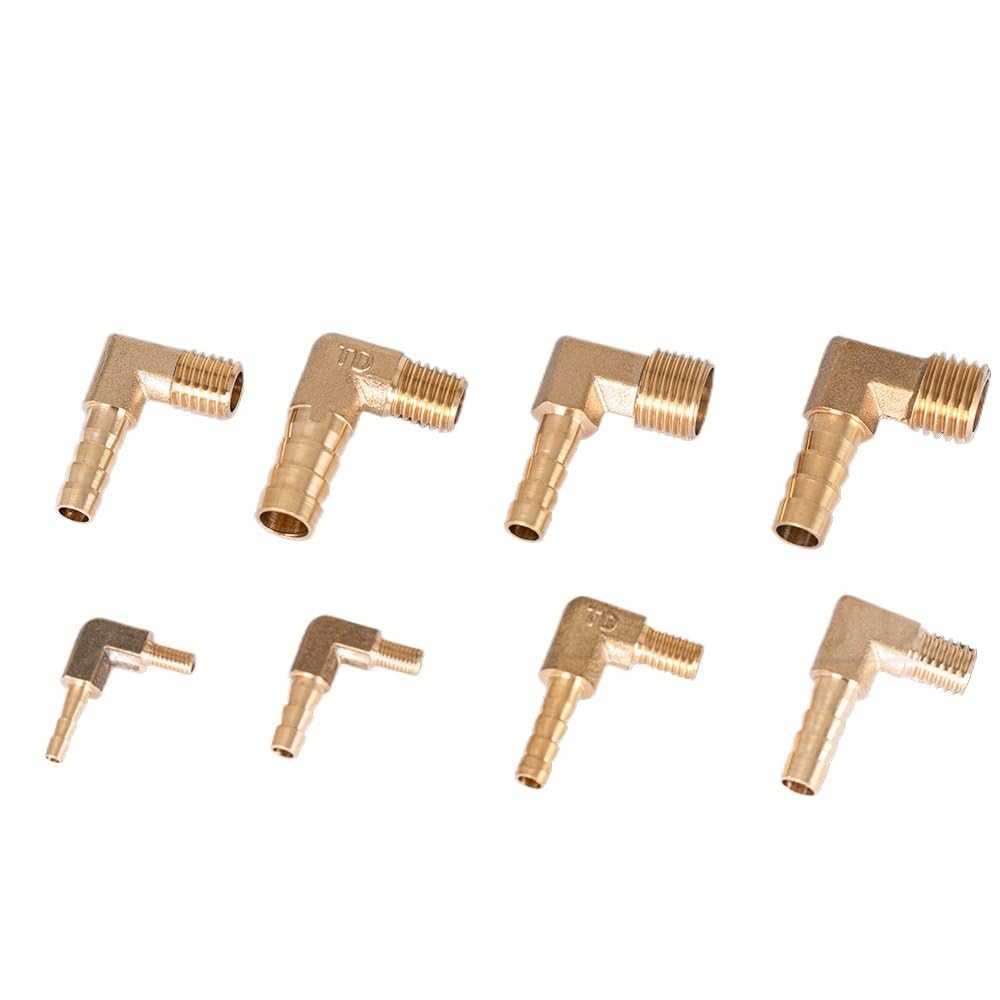 Raccordo a gomito a 90 gradi in ottone per tubo flessibile, maschio metrico M5 M6 M8 M10 x 4 5 6 8 10 mm, per casa e giardino, M8x1,0 a 8 m