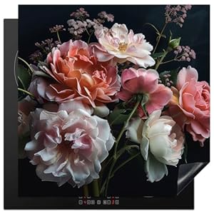 KitchenYeah Herdabdeckplatte Blumen Rosen 78x78 cm