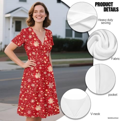 Image of Women's Summer Dresses Short Sleeve Formal Dresses with Pockets