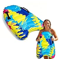 Surfbrett Aufblasbar, Luftmatratze Kinder, Aufblasbares Bodyboard Tragbares Bodyboard Kinder mit Griffen, Schwimmbrett Kinderzum Strandsurfen Pool Schwimmen Sommer Wassersport (Blumenmuster)