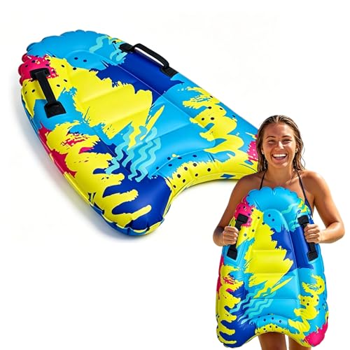 Surfbrett Aufblasbar, Luftmatratze Kinder, Aufblasbares Bodyboard Tragbares Bodyboard Kinder mit Griffen, Schwimmbrett Kinderzum Strandsurfen Pool Schwimmen Sommer Wassersport (Blumenmuster)