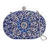 Oshhni Damen Handtasche mit Kette Abendtasche Sparkly Strass Metall Oval Handtasche Elegante Umhängetasche für Party Events Damen Braut Frau, Blau #4