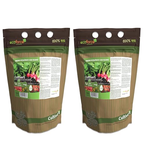 CULTIVERS Abono Guano Ecológico con 2x5kg. Fertilizante Universal de Origen 100% Orgánico y Natural para Huerto y Jardín.
