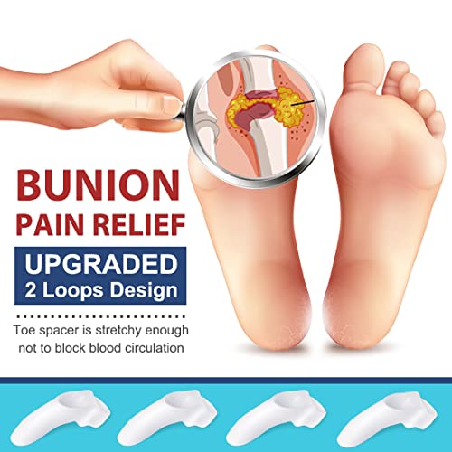 Bunion Corrector For Women Men, Toe Separators For Women, Toe Spacers For Bunion Relief (2 Loops), Bunion Pads With Gel Shield, Bunion Cushion Protector For Hammer Toes, Friction, Calluses, 10 Packs #TOP2