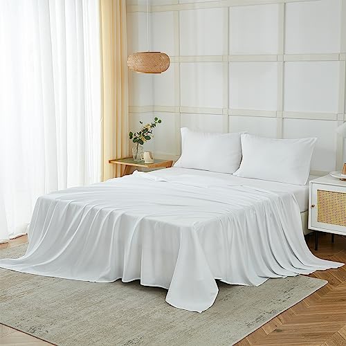 Ilavande White Full Size Sheet Sets, 4 Piece Full Bed Sheets,Hotel Luxury Super Soft 1800 Series White Sheets For Full Size Bed-Wrinkle Free & Breathable(Full,White) #TOP5