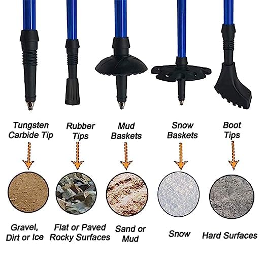 Image of Trekking Poles Shock Absorbing Adjustable Hiking or Walking Sticks for Hiking Collapsible Strong, Pack Lightweight Walking Pole, All Terrain Accessories and Carry Bag (Blue)