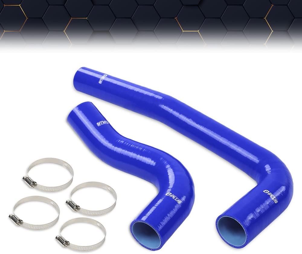 PIT66 Silicone Radiator Hose Kit Compatible with 2003-2010 Dodge Ram 5.9L/6.7L Cummins Diesel Blue with Clamps