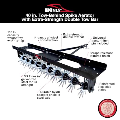 Brinly Tow Behind Spike Aerator with Double Tow Bar and 3D Steel Tines, 40" - Textured Black by Brinly - Image 5