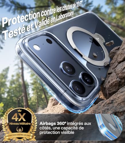 Coque iPhone 17 Pro TORRAS Ostand Spin avec support rotatif 360° transparent - 2