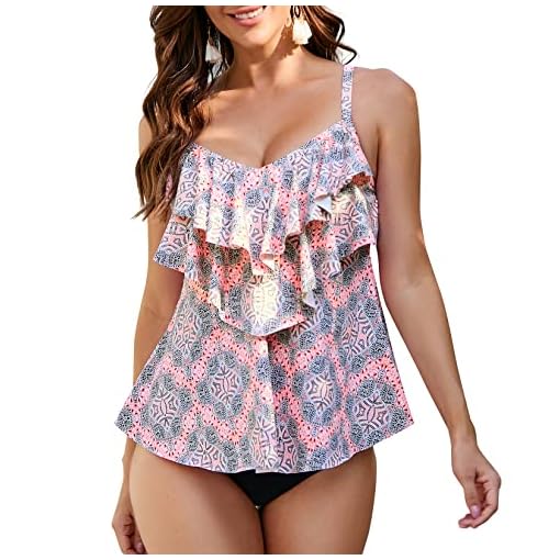 WIN.MAX Tankini, badpakken, hoge taille, ruches, 2-delig, bikiniset, badmode, grote maat