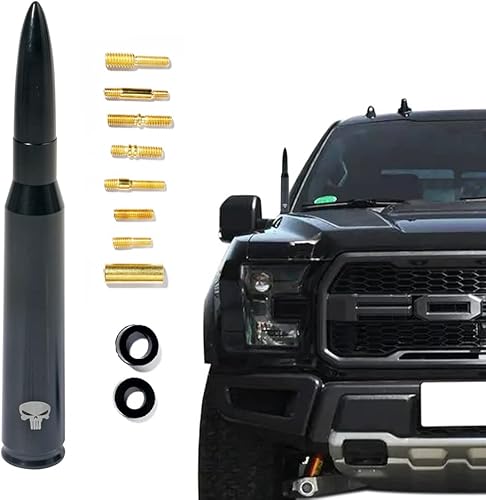 Reswish Antena automotriz corta de aluminio reemplazo universal de antena de automóvil antena de bala de automóvil camión resistente accesorios para