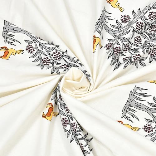Image of BLOCKS OF INDIA Hand Block Printed 300 TC Cotton Super King Size Bedsheet(106 x 106) (Life Green)