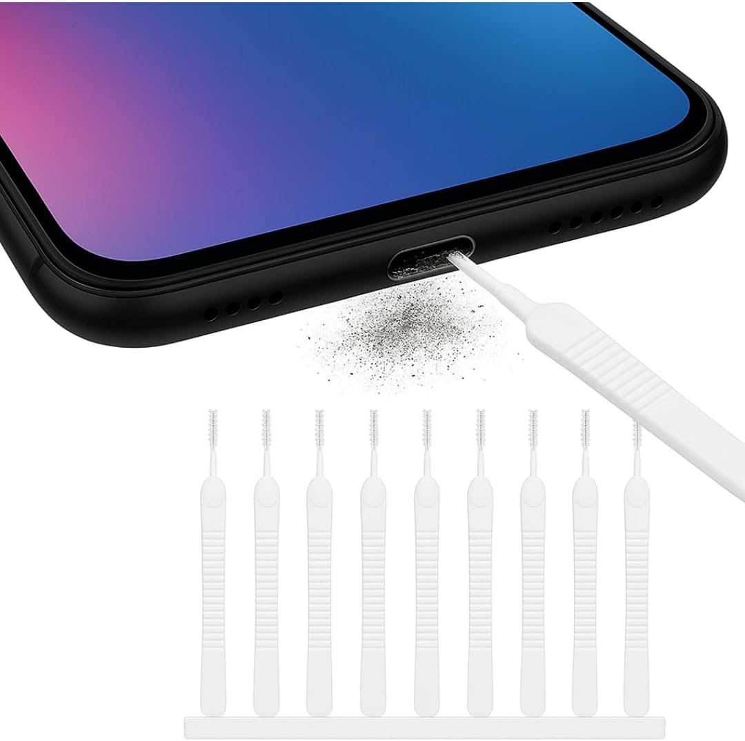 10 Pack Phone Cleaning Kit | Charging Port Cleaner Tools | Mini Brushes for Speaker, Receiver, Camera | Reusable Anti-Clogging Cleaning Tools for Mobile Devices & Compatible Accessories.