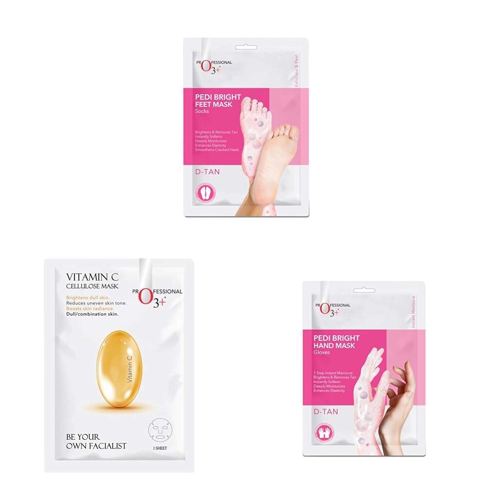 O3+ Pedi Foot Mask, Vitamin C Sheet, Hand Gloves Mask