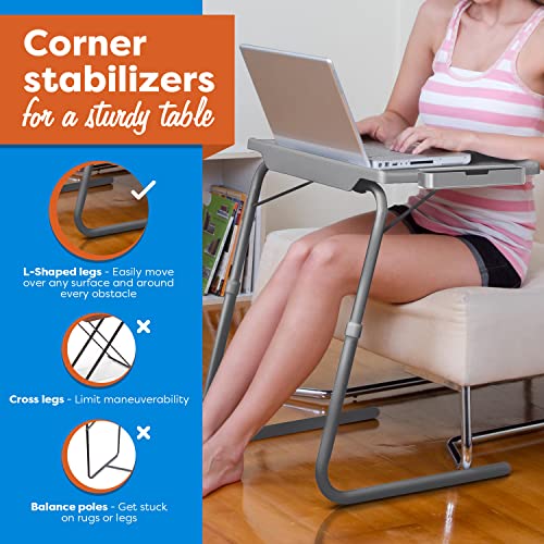 TableMate XL PRO TV Table Tray Portable Adjustable Folding Trays For Eating Or